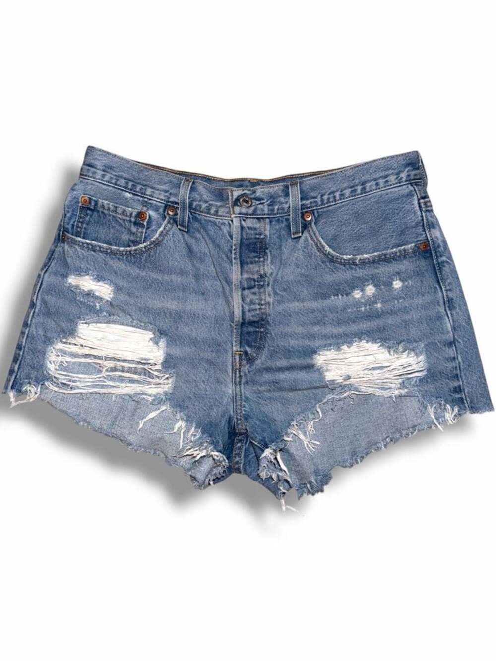 Levi's 501 (32) Original Distressed Cut-Off Denim Shorts